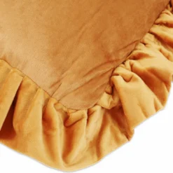 Federa cuscino Volant Lina Velluto Ocra 45 x 45