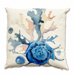Federa cuscino 45 x 45 Stampa digitale celine conchiglia blu