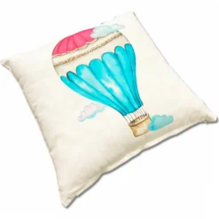 Federa cuscino 45 x 45 Stampa digitale air mongolfiera azzurra e fuxia