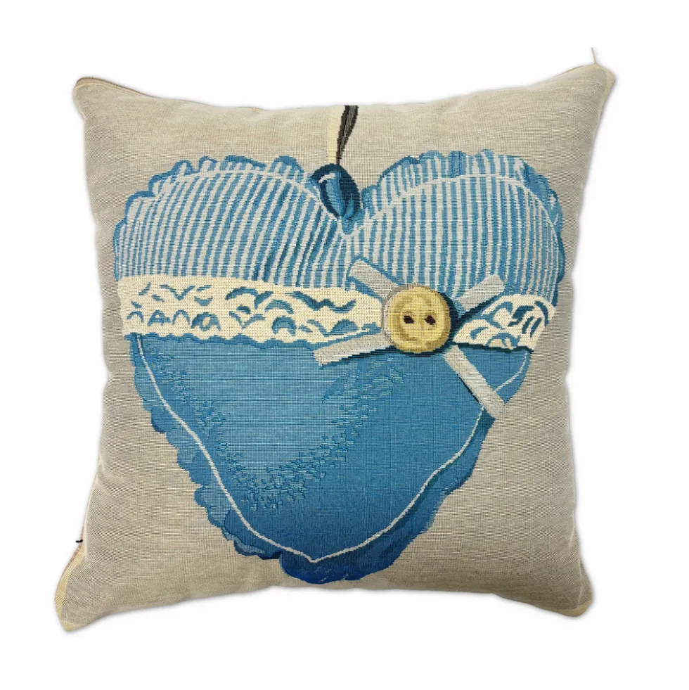Federa in gobelin Cuore Azzurro 45 x 45