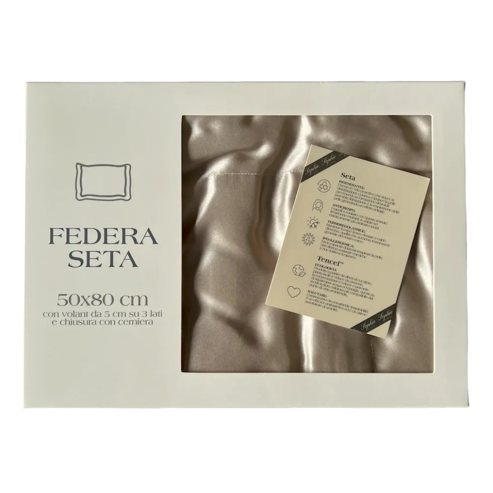 Federa in seta Tortora