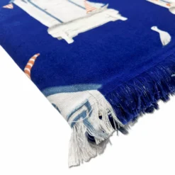 Fouta spugna e tessuto Costa Azzurra Blu Navy 90 x 180