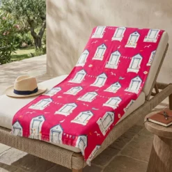 Fouta spugna e tessuto Costa azzurra Fuxia 90 x 180