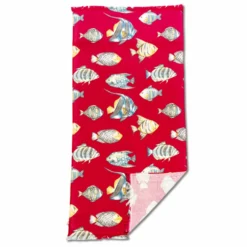Fouta spugna e tessuto Oceano Pesciolino Fuxia 90 x 180