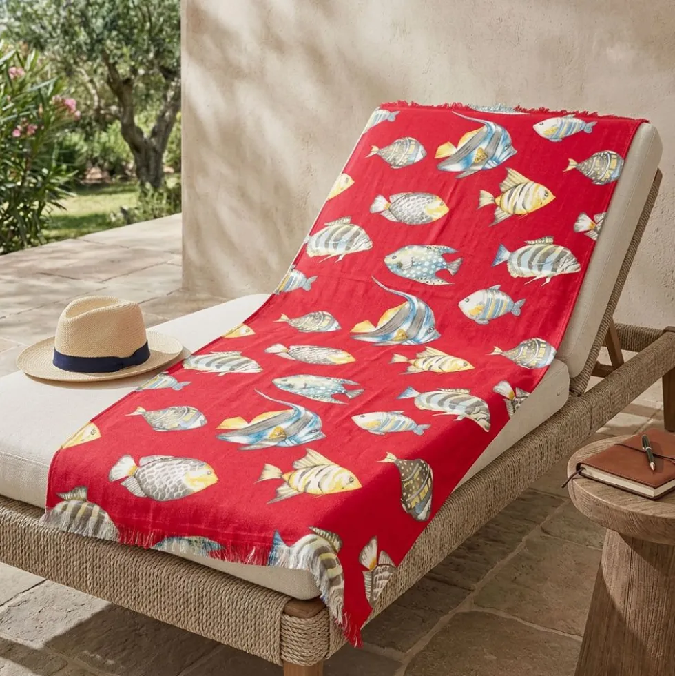 Fouta spugna e tessuto Oceano Pesciolino Fuxia 90 x 180