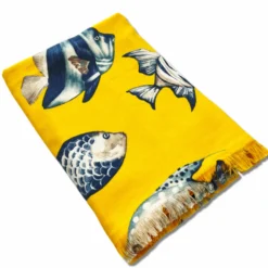 Fouta spugna e tessuto Oceano Pesciolino Giallo Sole 90 x 180