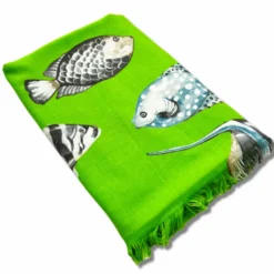 Fouta spugna e tessuto Oceano Pesciolino Verde 90 x 180