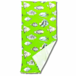 Fouta spugna e tessuto Oceano Pesciolino Verde 90 x 180