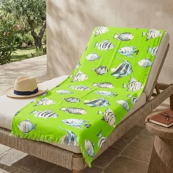 Fouta spugna e tessuto Oceano Pesciolino Verde 90 x 180