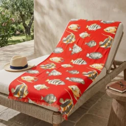 Fouta spugna e tessuto Oceano Pesciolino Corallo 90 x 180