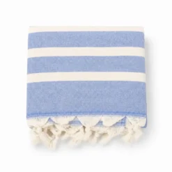 Fouta telo mare doppiato jacquard Lain righe azzurre 90 x 170
