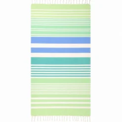 Fouta telo mare doppiato jacquard Lain righe verdi 90 x 170