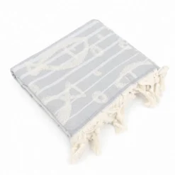 Fouta telo mare doppiato jacquard Sed pesciolini blu 90 x 170