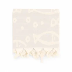 Fouta telo mare doppiato jacquard Sed pesciolini Tortora 90 x 170