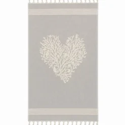 Fouta telo mare doppiato jacquard Lov coralli Tortora 90 x 170