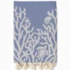 Fouta telo mare doppiato jacquard Lov coralli blu 90 x 170