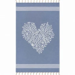 Fouta telo mare doppiato jacquard Lov coralli blu 90 x 170