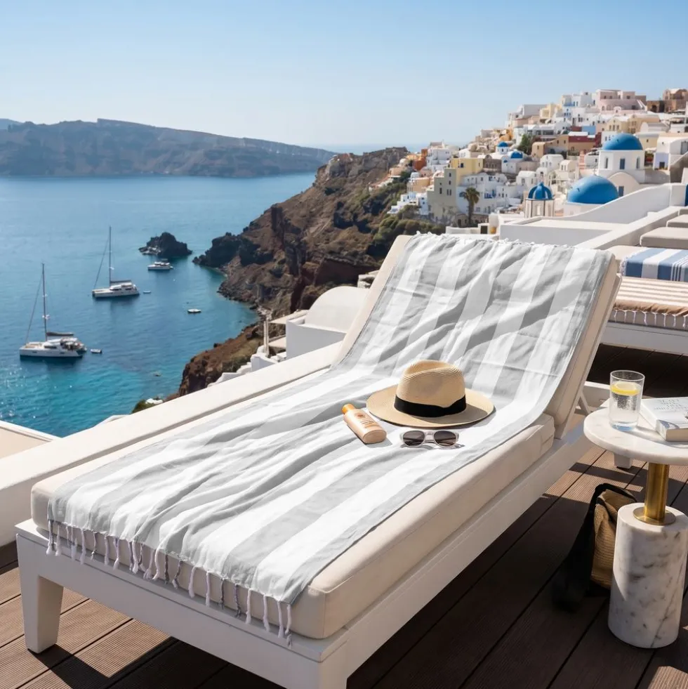 Fouta telo mare Jolie Antigua Grigio chiaro 100 x 200