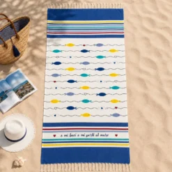 Fouta Telo Mare Love Fish 100 x 200