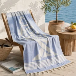 Fouta telo mare retro spugna Bluy Blu 90x170