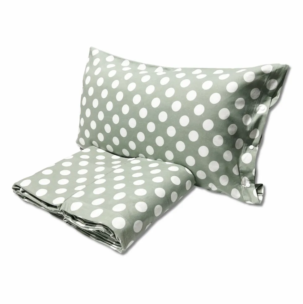 Lenzuola Flanella Moon pois verde singolo