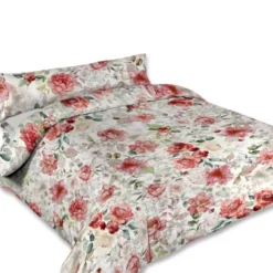 Lenzuolo copriletto con balza stampa digitale Rose