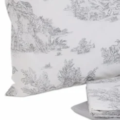 Lenzuolo Copriletto Lumiere Cavalieri Toile de Jouy Grigio VAR. 21