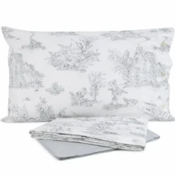 Lenzuolo Copriletto Lumiere Cavalieri Toile de Jouy Grigio VAR. 21