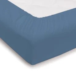 Lenzuolo sotto con angoli e elastici in raso azzurro niagara Matrimoniale