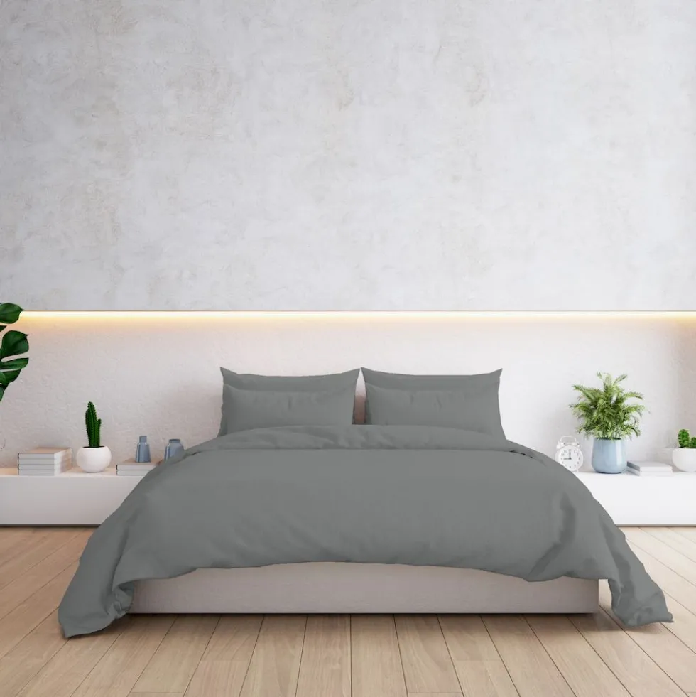 Lenzuolo sotto tutto elastico Percalle Grigio Piazza e mezzo