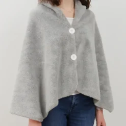 Mantella - Poncho Soffice Grigio Chiaro