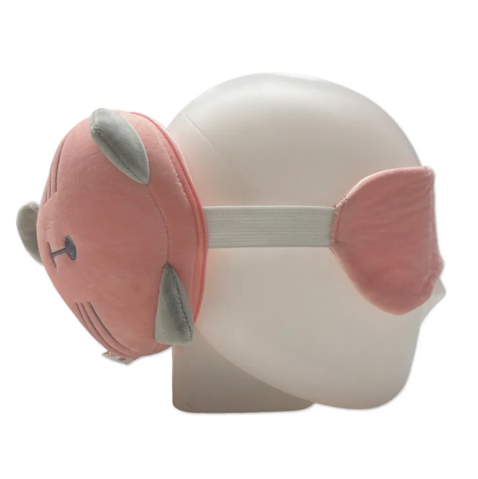 Maschera da viaggio con peluches 2 in 1 Micetto rosa
