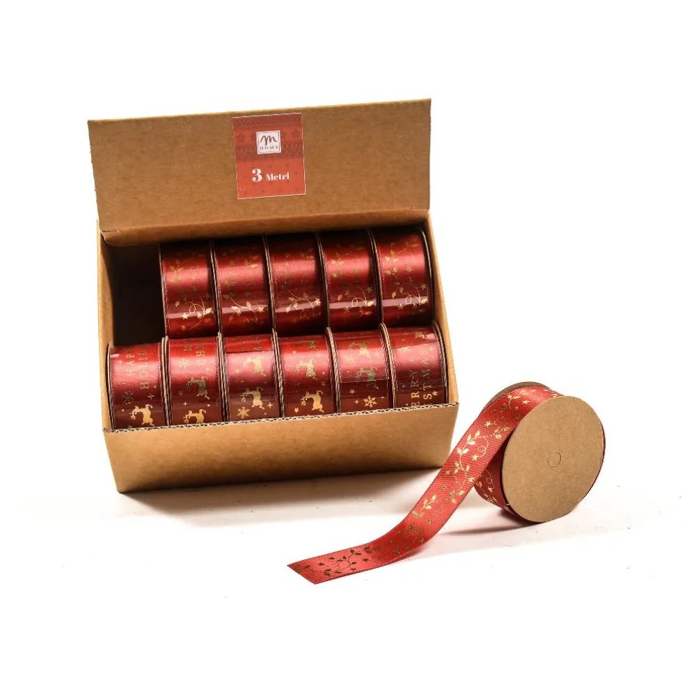Nastro in Tessuto Rosso Laminato con dettagli Oro