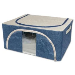 Organizer scatola Cambiostagione in Tessuto e Metallo Blu 50 x 40 x 22