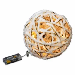 Palla da appendere Bianco/Oro con luci Led diam. 15