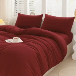 Parure copripiumino Antigua Jersey no stiro Bordeaux Singolo