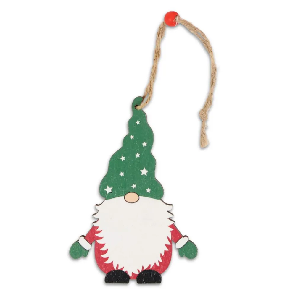 Pendente in Legno Gnometto Stelline Verde