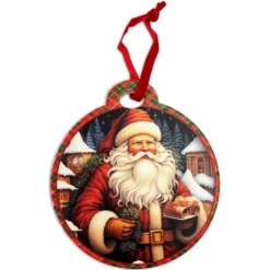Piastrella Palla Tartan da appendere in ceramica Vintage Babbo 1