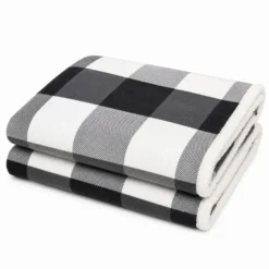 Plaid Aron Sherpa Scozzese grigio 120 x 150