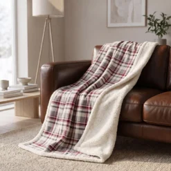 Plaid Aron Sherpa vecchia scozia viola 120 x 150