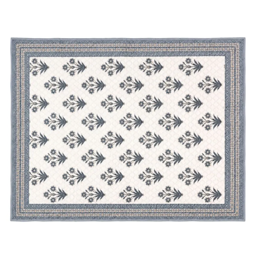 Plaid Imbottito double face stampato Jaipur Fiori Grigi Tortora 130x170