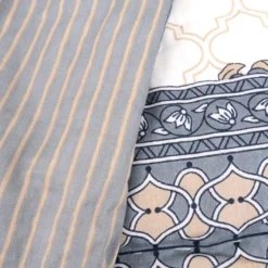 Plaid Imbottito double face stampato Jaipur Fiori Grigi Tortora 130x170