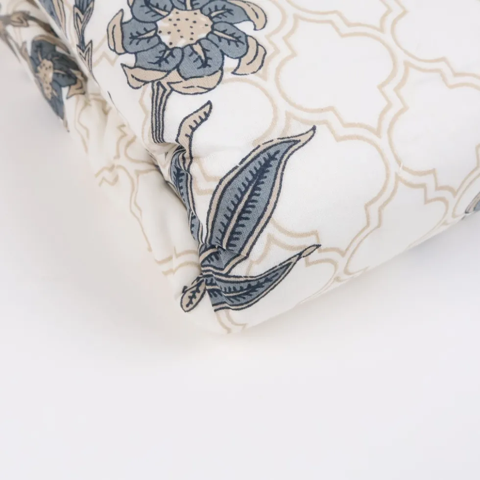 Plaid Imbottito double face stampato Jaipur Fiori Grigi Tortora 130x170