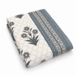 Plaid Imbottito double face stampato Jaipur Fiori Grigi Tortora 130x170