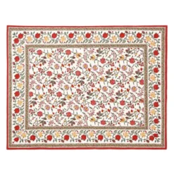 Plaid Imbottito double face stampato Jaipur Fiori Rossi Gialli 130x170