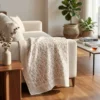 Plaid Imbottito double face stampato Jaipur Fiori Foglie Tortora 130x170