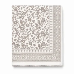 Plaid Imbottito double face stampato Jaipur Fiori Foglie Tortora 130x170