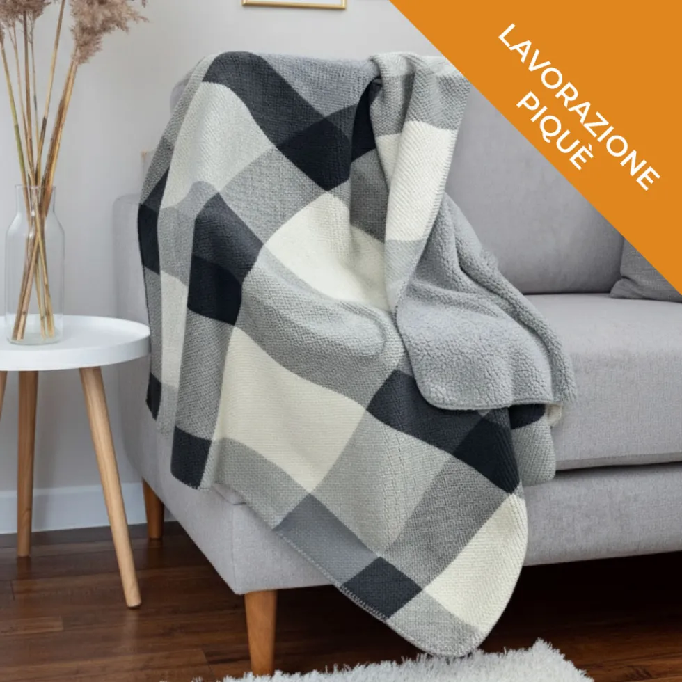Plaid Linè Piquè Singolo Grigio 160 x 210