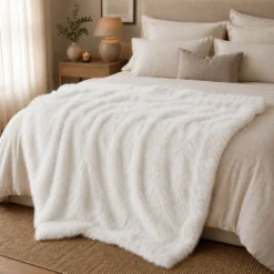 Plaid Luxury pelliccia ecologica Bianco 130 x 160