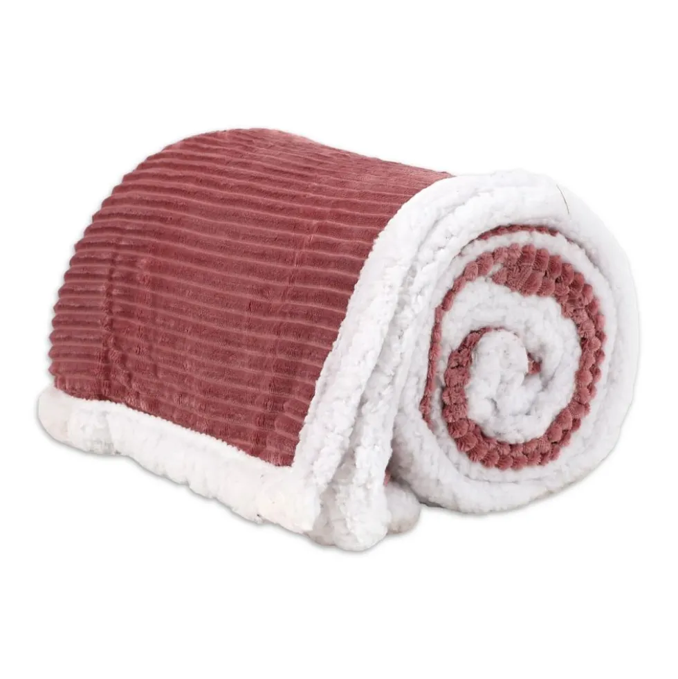 Plaid Sherpa Aspen Rigato Riga Rosa Antico